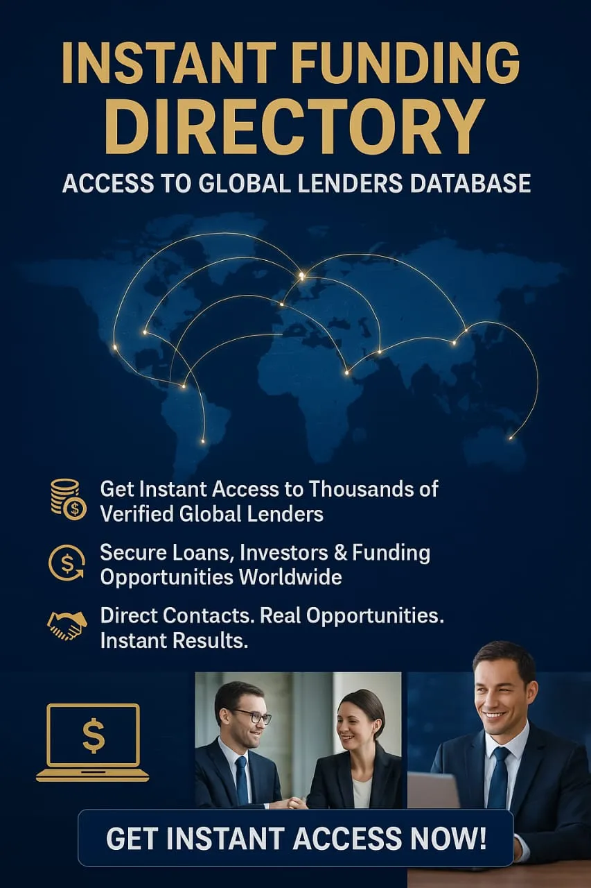💼 💰 INSTANT FUNDING DIRECTORY™:   Get Instant Access to Thousands of Verified Global Lenders, Private Investors & Business Funding Sources Worldwide.
