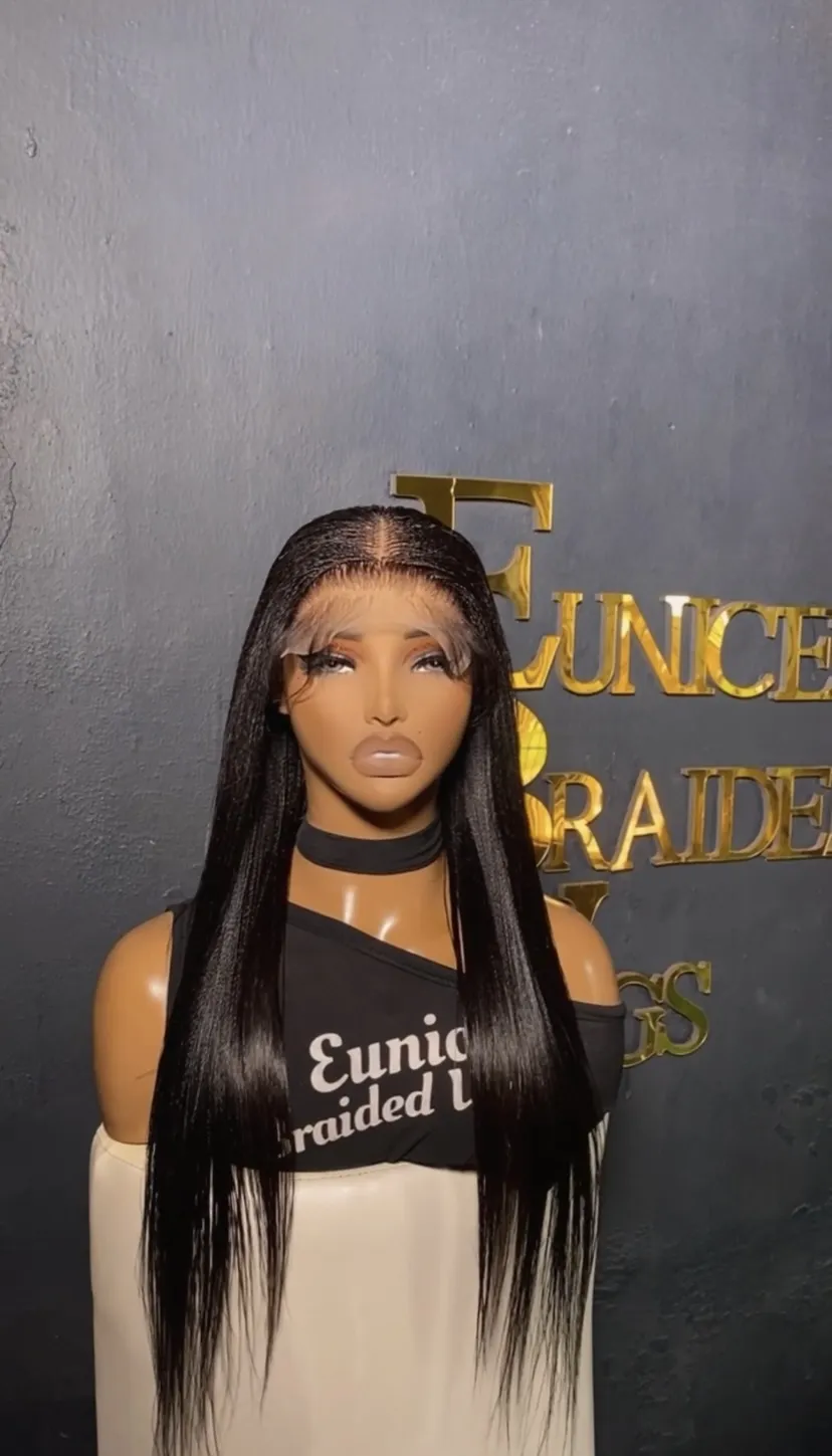 Closure glueless micro twist braided wig