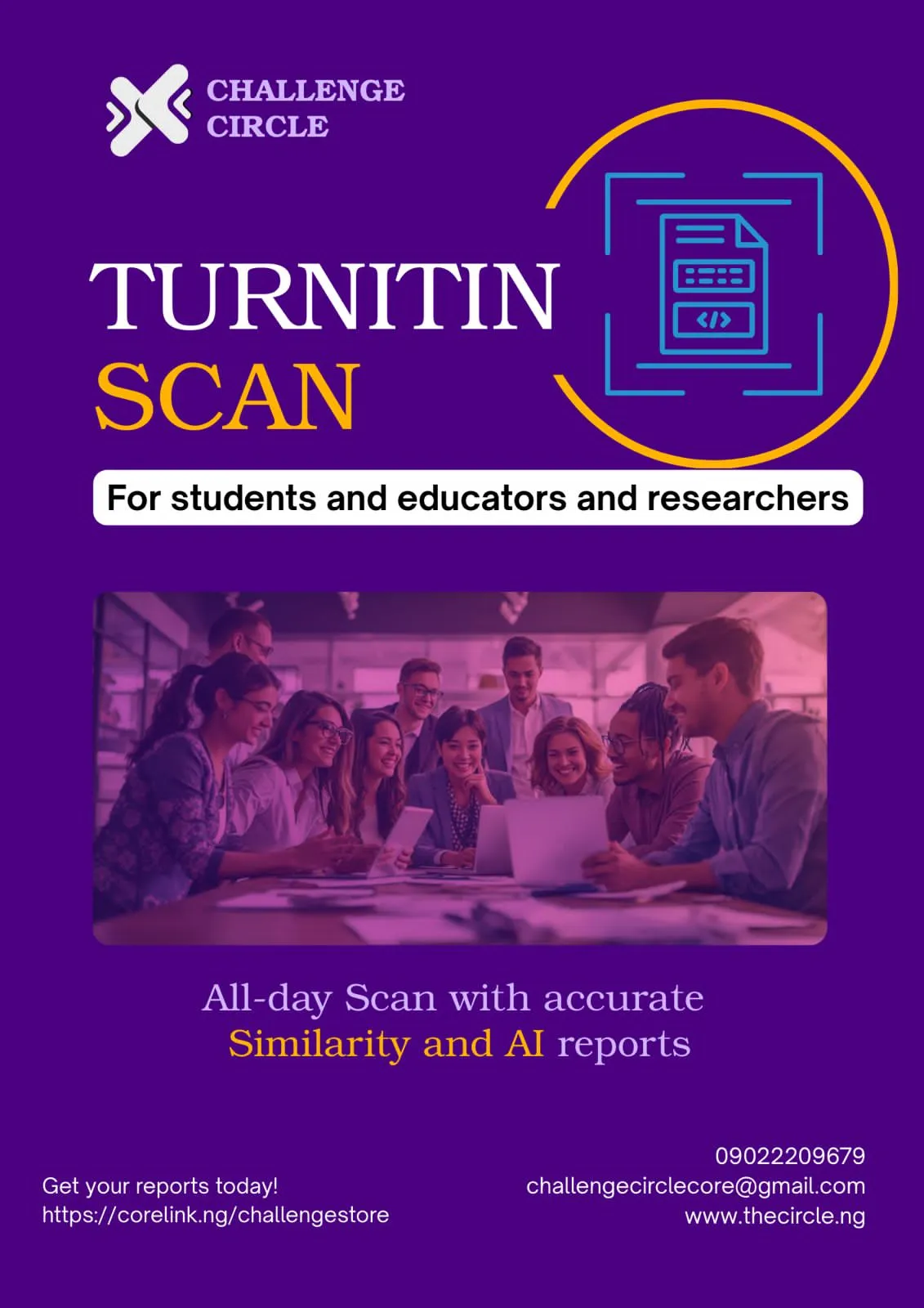 TURNITIN PLAGIARISM  and AI SCAN