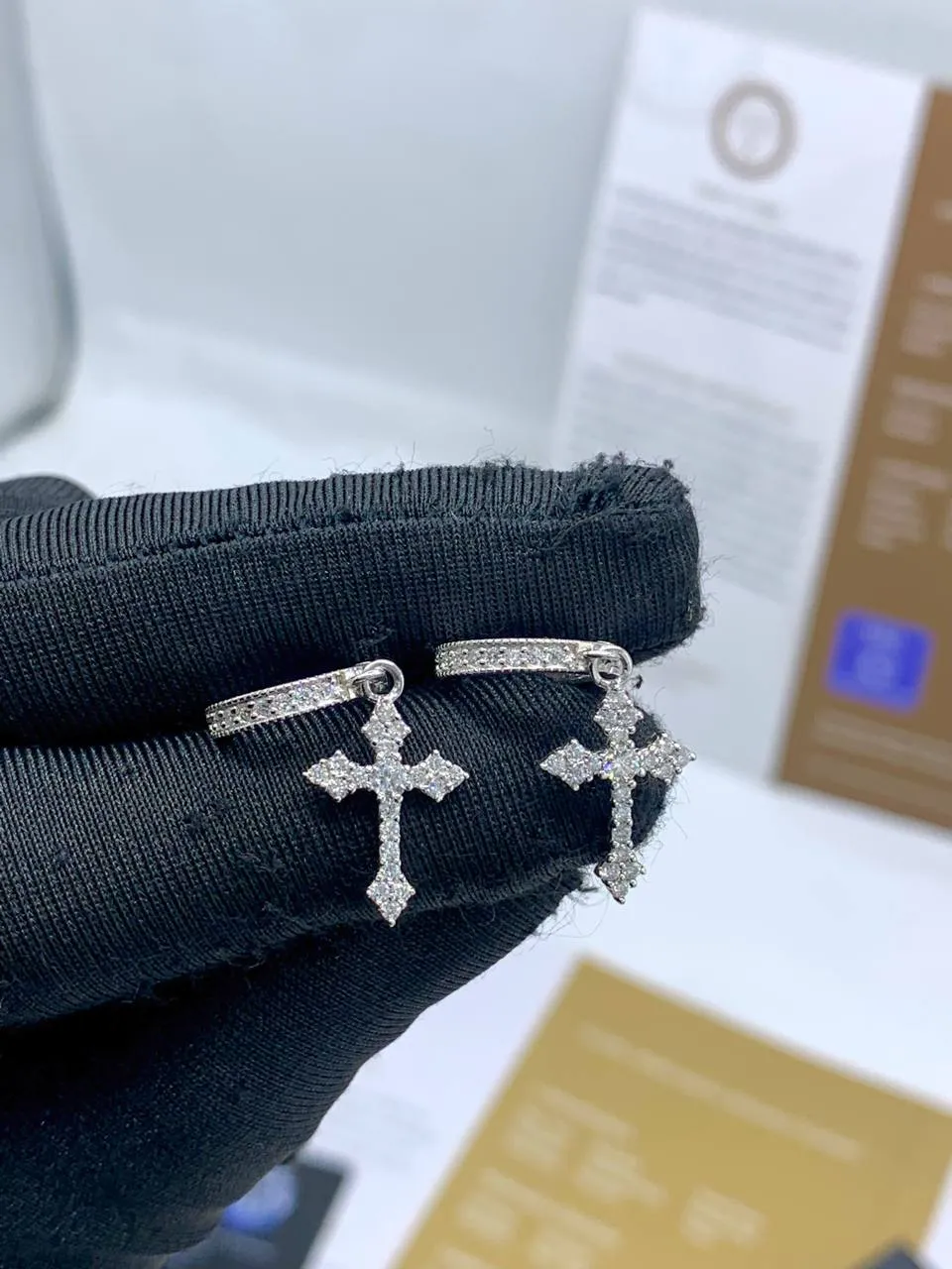 💎 VVS Moissanite Diamond Cross Pendant & Earrings Set