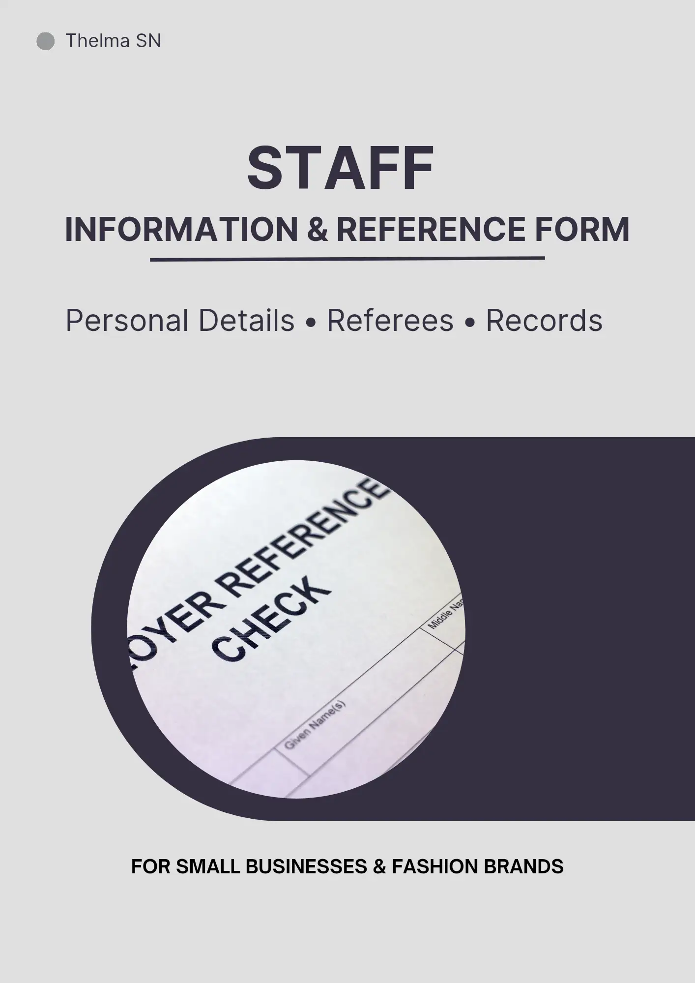 Staff Information & Reference Form