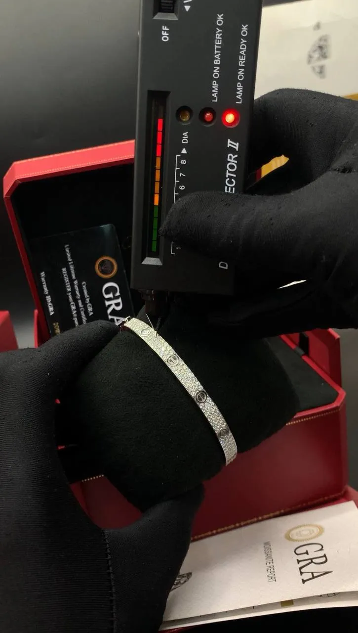 VVS Moissanite Diamond Cartier Bracelet – 925 Silver, Diamond Tested Luxury