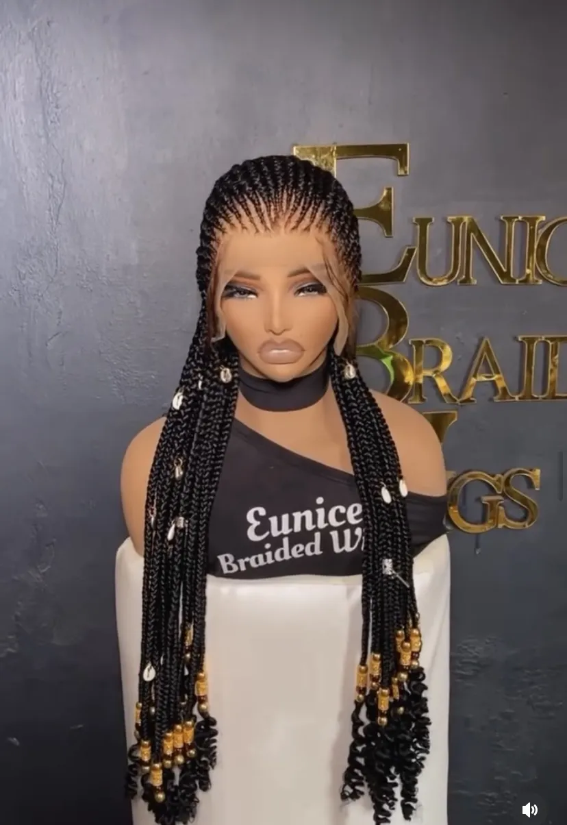 Full lace straight cornrow wig